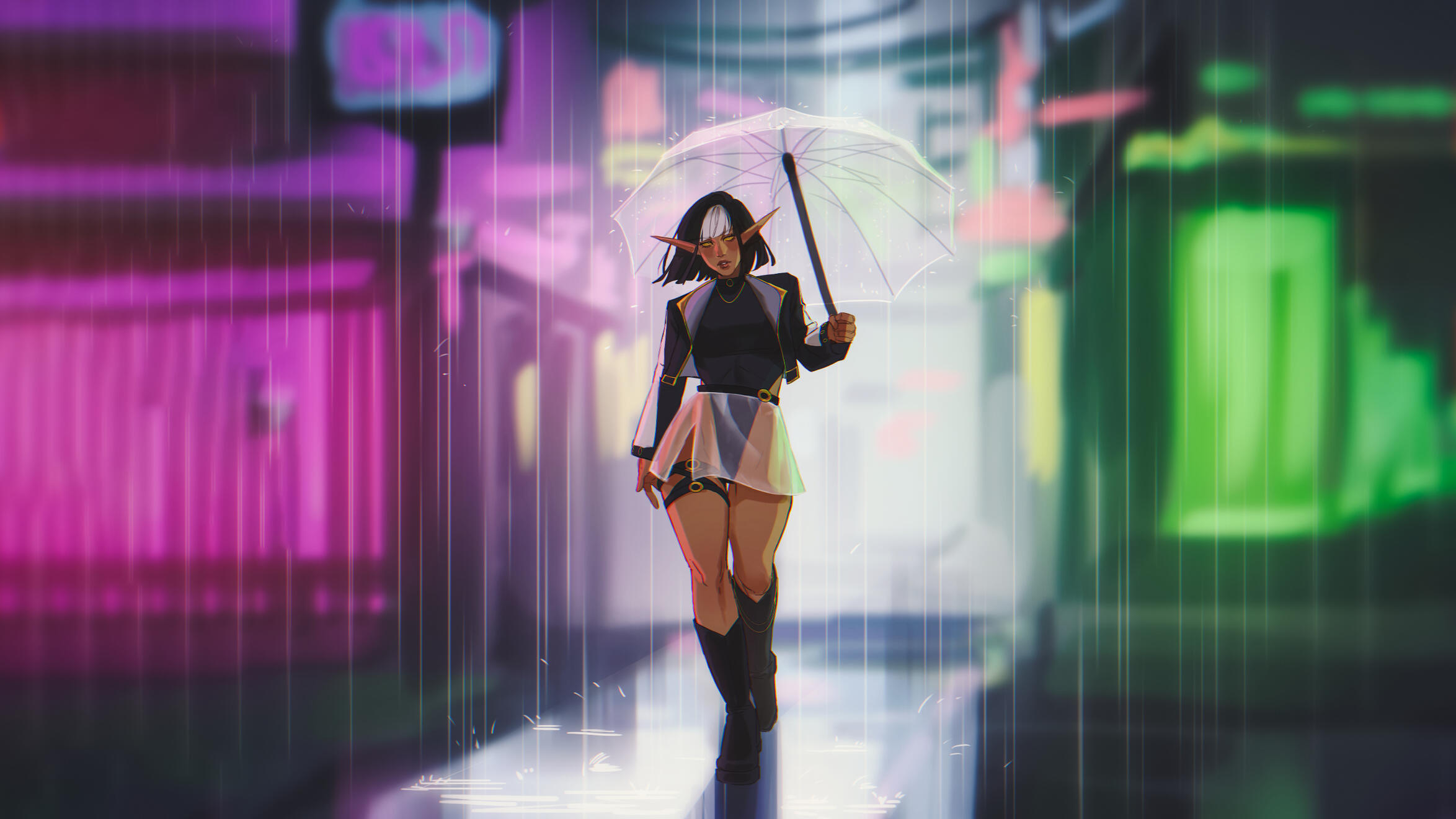 Fullbody by Kitsukkit Cyberpunk AU